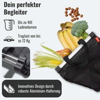 achilles Easy-Shopper Alu Összecsukható Bevásárlótáska 40L - Fekete Poliészter Bevásárlókocsi Táska 13kg Teherbírással, 33x50x38cm 3