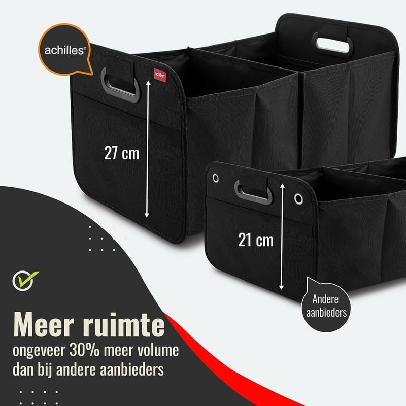 Achilles Összecsukható Autó Tárolóbox Fekete 50x32x27cm - Black