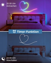 Aclorol RGB Neon LED Szalag 2m - Kültéri Vízálló 24V Okos Világítás, Applikációs Vezérlés, Zenére Szinkronizálás, Színváltás Távirányítóval 4