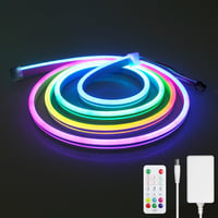 Aclorol RGB Neon LED Szalag 2m - Kültéri Vízálló 24V Okos Világítás, Applikációs Vezérlés, Zenére Szinkronizálás, Színváltás Távirányítóval 1