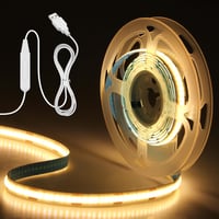 Aclorol USB COB LED Szalag 5V 3000K Meleg Fehér - 2m Dimmelhető Rugalmas Világítás TV Háttérfényhez, 3D Nyomtatóhoz, Szekrényhez 1