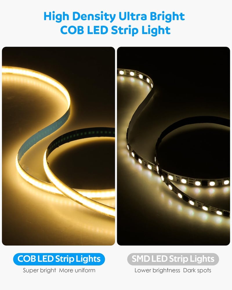 Aclorol USB COB LED Szalag 5V 3000K Meleg Fehér - 2m Dimmelhető Rugalmas Világítás TV Háttérfényhez, 3D Nyomtatóhoz, Szekrényhez