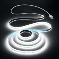 Aclorol USB LED Szalag 1M, 320 LED COB Hidegfehér 6000K, Vágható Rugalmas Világítás Konyhába, TV Mögé, Polcra - 5V USB Tápellátás 1