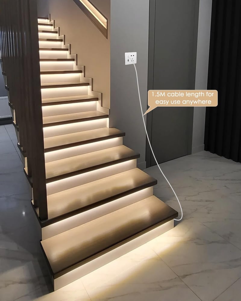 Aclorol USB LED szalag mozgásérzékelővel - 2m, semleges fehér, öntapadós, 5V COB, 18W, szabályozható fényerő, 8mm széles, lépcsőhöz, konyháb