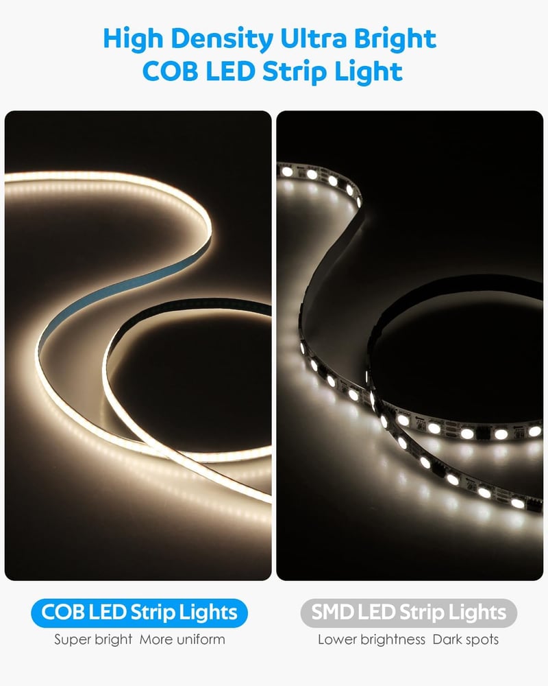 Aclorol USB LED szalag mozgásérzékelővel - 2m, semleges fehér, öntapadós, 5V COB, 18W, szabályozható fényerő, 8mm széles, lépcsőhöz, konyháb