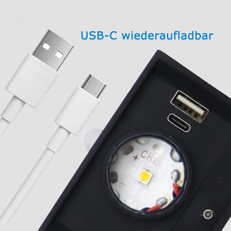 ACMHNC Mozgásérzékelős Fali Lámpa - USB Tölthető LED Világítás, Vezeték Nélküli, 200lm Meleg Fehér Fény, Fekete, Lépcsőhöz, Folyosóhoz
