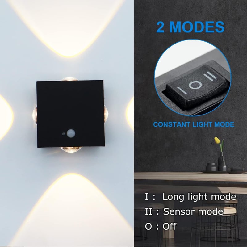 ACMHNC Mozgásérzékelős Fali Lámpa - USB Tölthető LED Világítás, Vezeték Nélküli, 200lm Meleg Fehér Fény, Fekete, Lépcsőhöz, Folyosóhoz
