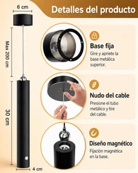 Lampă suspendată LED reîncărcabilă ACMHNC fără fir, USB-C, 4500mAh, tactilă, reglabilă pe înălțime 200 cm, 3000K/4000K/6000K, negru, pentru insulă de bucătărie 8