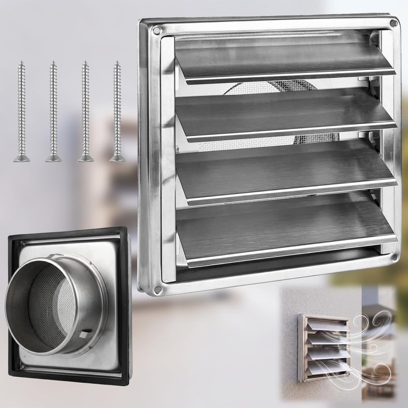 Nerezová ventilačná mriežka ACONDE 125 mm so sieťkou proti hmyzu do kúpeľne a kuchyne