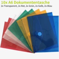 ACROPAQ Puzdro na dokumenty formátu A6, súprava 10 kusov, obal na dokumenty na suchý zips, rôzne farby, na jednoduchú organizáciu 2