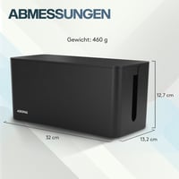 ACROPAQ Káblový box na organizáciu káblov – 32 x 13,2 x 12,7 cm, čierny plastový box na skrytie káblov a zásuviek, úložný box na káble 6