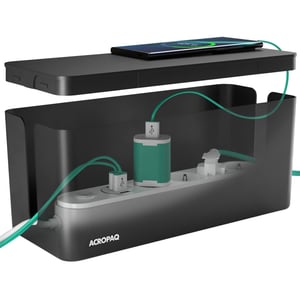 ACROPAQ kutija za organizaciju kabela – 32 x 13,2 x 12,7 cm, crna plastična kutija za skrivanje kabela i utičnica, kutija za pohranu kabela