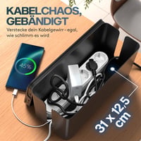 ACROPAQ Káblový box na organizáciu káblov – 32 x 13,2 x 12,7 cm, čierny plastový box na skrytie káblov a zásuviek, úložný box na káble 2