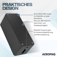 ACROPAQ Káblový box na organizáciu káblov – 32 x 13,2 x 12,7 cm, čierny plastový box na skrytie káblov a zásuviek, úložný box na káble 4