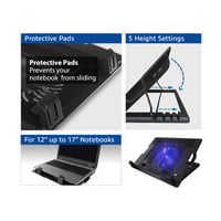 Chladiaca podložka pod notebook ACT AC8110 pre 17-palcové notebooky, nastaviteľná výška (5 polôh), tichý ventilátor, USB port, čierna 4