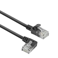 Tenký sieťový kábel ACT DC1905 CAT6A UTP s 90° zahnutým RJ45 konektorom vľavo, LSZH, 3,6 mm, čierny, 5 m, pre dátové centrá 1