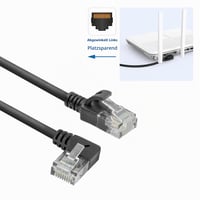 Tenký sieťový kábel ACT DC1905 CAT6A UTP s 90° zahnutým RJ45 konektorom vľavo, LSZH, 3,6 mm, čierny, 5 m, pre dátové centrá 5