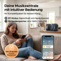 Radio DAB Acta Berg cu Baterie Înlocuibilă de 5000 mAh și Tehnologie BT 5.3 - Negru 4