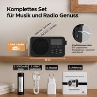 Radio DAB Acta Berg cu Baterie Înlocuibilă de 5000 mAh și Tehnologie BT 5.3 - Negru 8