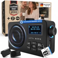 Radio DAB Acta Berg cu Baterie Înlocuibilă de 5000 mAh și Tehnologie BT 5.3 - Negru 1
