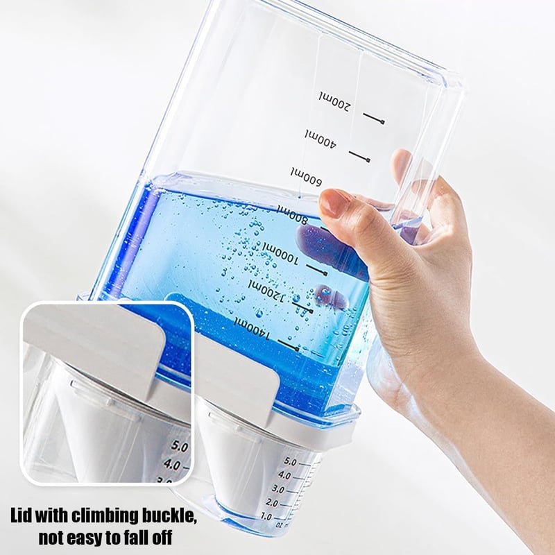 ACTIUSIS 1800ml Mosószer Tárolo Doboz Mosópor és Folyékony Detergent Tárolásához