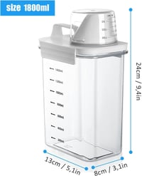 ACTIUSIS 1800ml Mosószer Tárolo Doboz Mosópor és Folyékony Detergent Tárolásához 2