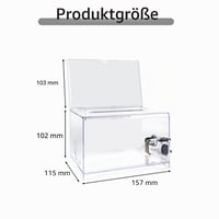 Urnă de donații transparentă din acril ACTIUSIS cu încuietoare – Cutie pentru sugestii, urnă de vot, suport pentru cărți de vizită, 15,7 x 11,5 x 10,2 cm 2