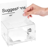 Urnă de donații transparentă din acril ACTIUSIS cu încuietoare – Cutie pentru sugestii, urnă de vot, suport pentru cărți de vizită, 15,7 x 11,5 x 10,2 cm 5