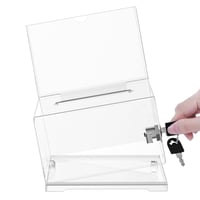 Urnă de donații transparentă din acril ACTIUSIS cu încuietoare – Cutie pentru sugestii, urnă de vot, suport pentru cărți de vizită, 15,7 x 11,5 x 10,2 cm 3