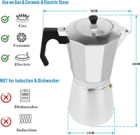 ACTIV CUISINE 9 csészés alumínium moka kávéfőző 450ml átlátszó fedéllel 2