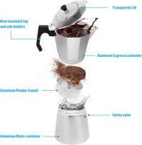 ACTIV CUISINE 9 csészés alumínium moka kávéfőző 450ml átlátszó fedéllel 4
