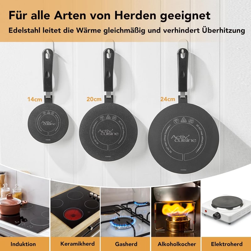 ACTIV CUISINE 24 cm Indukciós Adapter Lemez Rozsdamentes Acél Levehető Fogantyúval