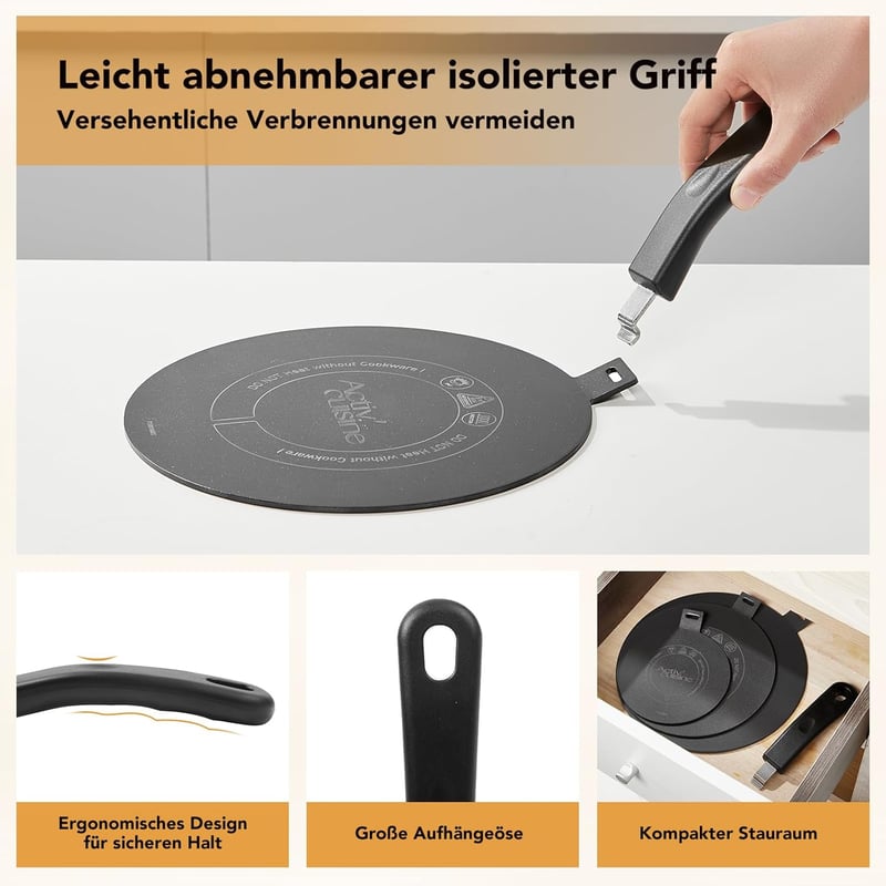 ACTIV CUISINE 24 cm Indukciós Adapter Lemez Rozsdamentes Acél Levehető Fogantyúval
