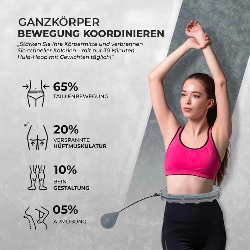 Active 100 Hula Hoop Karika Felnőtteknek Súlyokkal, Masszázs Funkció, Csípő és Lábizmom Edzéshez - Black