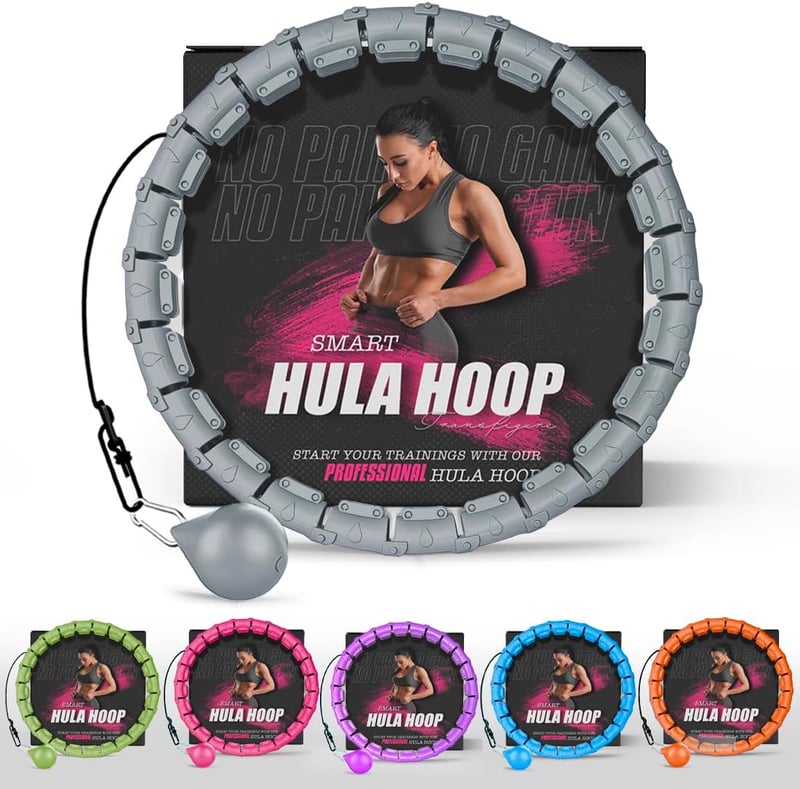 Active 100 Hula Hoop Karika Felnőtteknek Súlyokkal, Masszázs Funkció, Csípő és Lábizmom Edzéshez - Black
