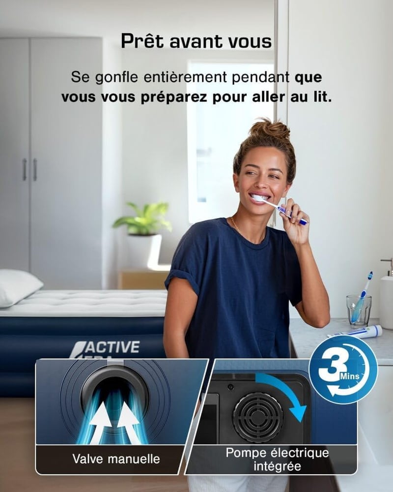 Active Era Elektromos Pumpás Felfújható Matrac Párna Nélkül 152x203cm