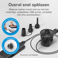 Luxusný nafukovací matrac pre dve osoby Active Era s elektrickou pumpou – 152x203x56 cm, USB nabíjací kábel, integrovaný vankúš a taška na prenášanie 3