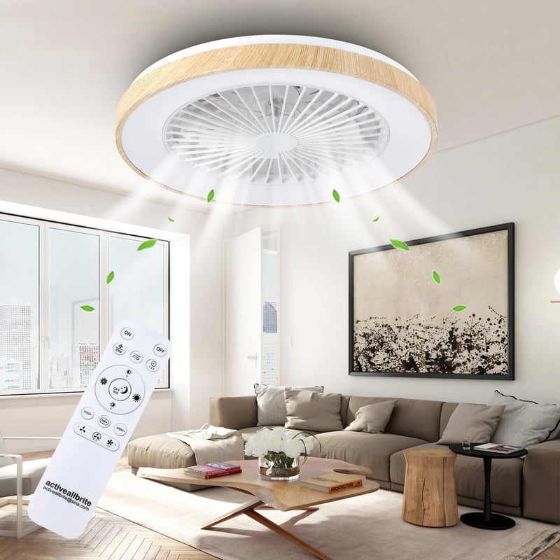 Stropný ventilátor s osvetlením activeallbrite do spálne, 48 cm, tichý 20W DC motor, diaľkové ovládanie, 6 rýchlostí, moderné 40W LED svetlo, RGB, stmievateľný