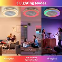 Stropný ventilátor s osvetlením activeallbrite do spálne, 48 cm, tichý 20W DC motor, diaľkové ovládanie, 6 rýchlostí, moderné 40W LED svetlo, RGB, stmievateľný 8