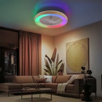 Stropný ventilátor s osvetlením activeallbrite do spálne, 48 cm, tichý 20W DC motor, diaľkové ovládanie, 6 rýchlostí, moderné 40W LED svetlo, RGB, stmievateľný 7