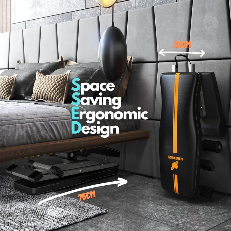 ACTIVEWEIGHT Összecsukható Edzőpad 90° Állítható Fekvő Fekvenyomó Pad Erősítéshez - Black/Papaya