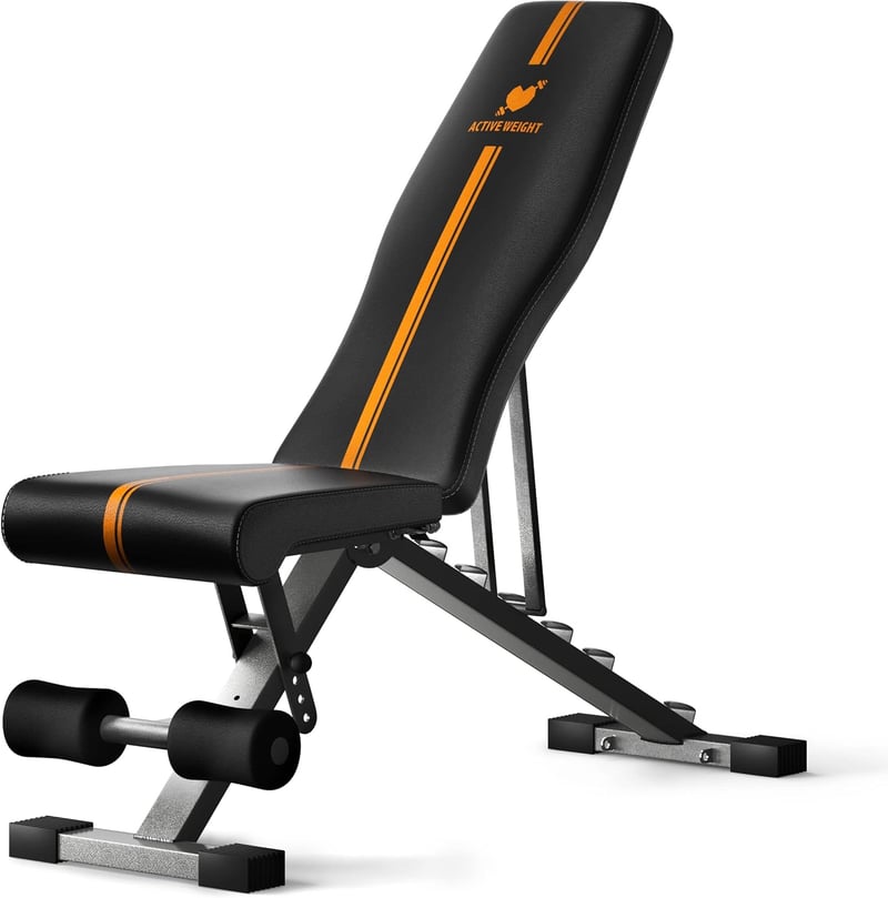 ACTIVEWEIGHT Összecsukható Edzőpad 90° Állítható Fekvő Fekvenyomó Pad Erősítéshez - Black/Papaya