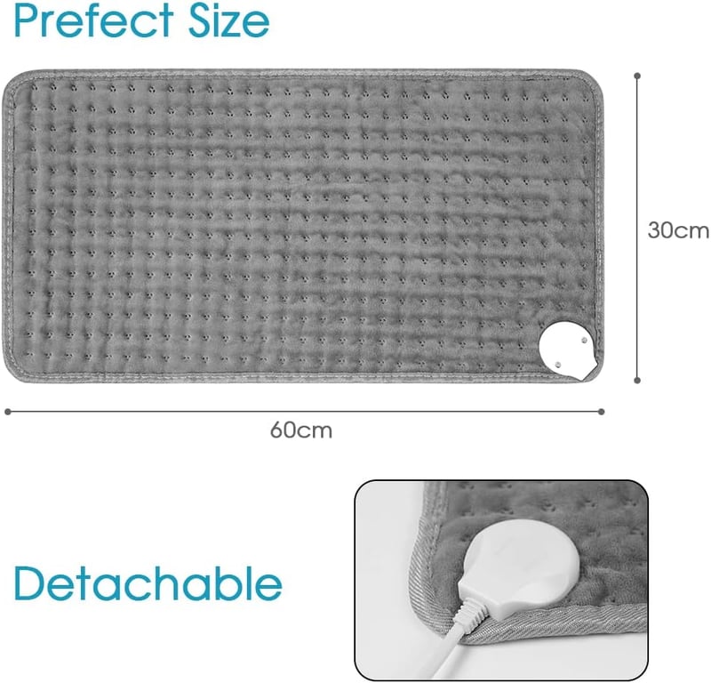 ACWOO Elektromos Melegítő Párna 9 Hőfokozattal és Automatikus Kikapcsolással, Mosható Fűtőpárna Hát Nyak Váll Hasra 30x60cm
