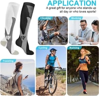 ACWOO Kompressziós Zokni Férfi Női 2 Pár Orvosi Támasztó Harisnya 20-30 mmHg Sport Trombózis Megelőzés L/XL Fekete Fehér 7
