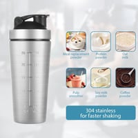 ACWOO Rozsdamentes Acél Protein Shaker 900ml - Sportos Fitnesz Palack Mérlegekkel, BPA Mentes Szivárgásmentes Fehérje Turmix 5