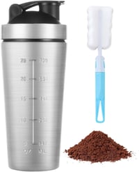 ACWOO Rozsdamentes Acél Protein Shaker 900ml - Sportos Fitnesz Palack Mérlegekkel, BPA Mentes Szivárgásmentes Fehérje Turmix 1