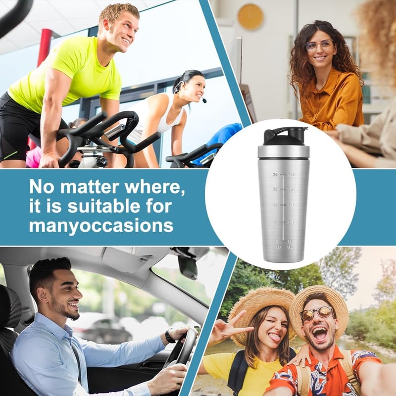 ACWOO Rozsdamentes Acél Protein Shaker 900ml - Sportos Fitnesz Palack Mérlegekkel, BPA Mentes Szivárgásmentes Fehérje Turmix