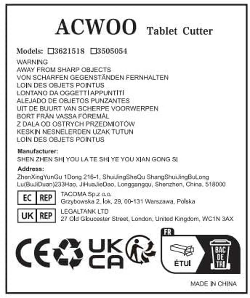 ACWOO Tabletta Vágó Hordozható Gyógyszer Felező Kis és Nagy Pirulákhoz Tárolóval Időseknek Gyerekeknek Háziállatoknak