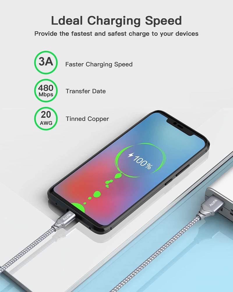 Aczhk 2 db 0.5 m USB C töltőkábel 3.1A gyors töltés nejlonfonattal iPhone 16 15 Pro Max Galaxy S24 S23 Huawei P60 kompatibilis
