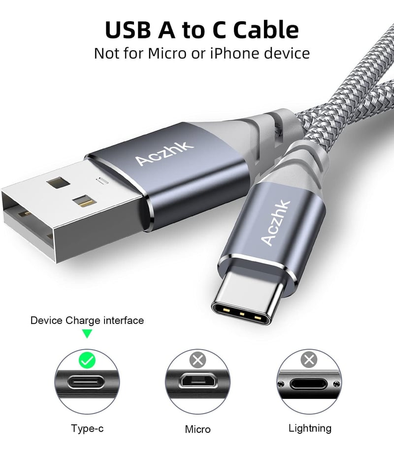 Aczhk 2 db 0.5 m USB C töltőkábel 3.1A gyors töltés nejlonfonattal iPhone 16 15 Pro Max Galaxy S24 S23 Huawei P60 kompatibilis